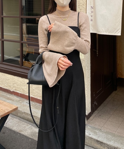 フレアラッフルキャミワンピース[高身長サイズMT/低身長サイズS有り]（ワンピース）｜Louere（ルエレ）