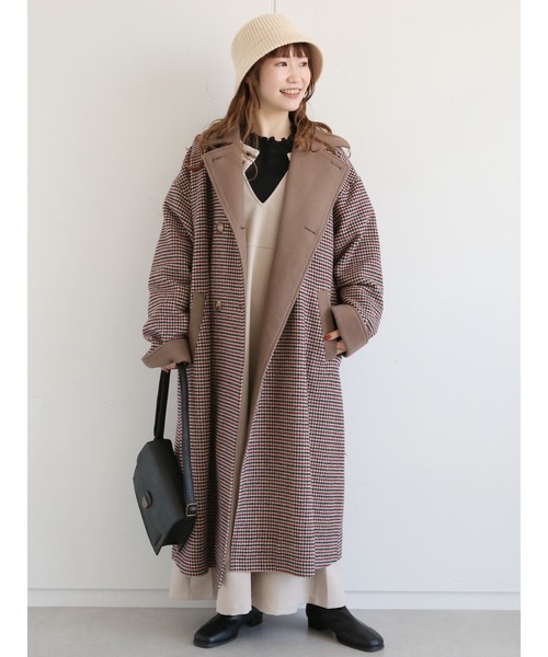 MOUSSY チェック柄 ダブルブレストコート MOUSSY チェック柄 ダブルブレストコート