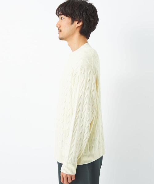 green label relaxing（グリーンレーベルリラクシング）の「ケーブル編み クルーネック ニット（ニット/セーター・メンズ・ホワイト/ケリー/ネイビー/イエロー・M/L/S/XL）」の13枚目の写真
