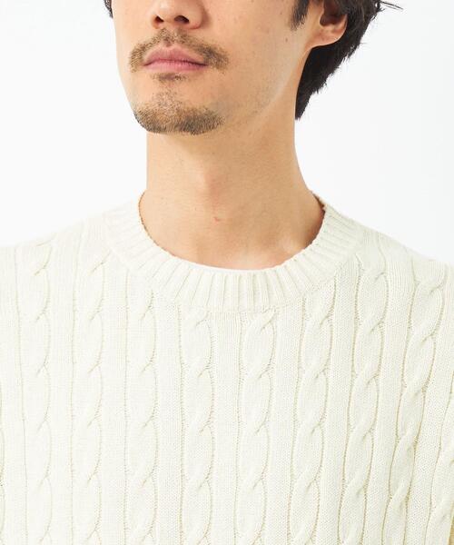 green label relaxing（グリーンレーベルリラクシング）の「ケーブル編み クルーネック ニット（ニット/セーター・メンズ・ホワイト/ケリー/ネイビー/イエロー・M/L/S/XL）」の15枚目の写真