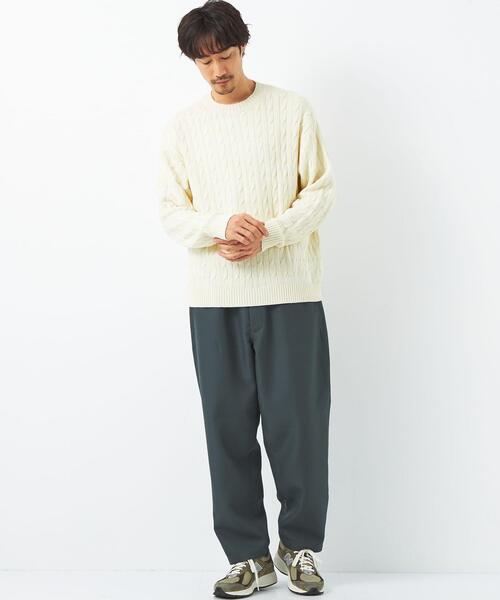 green label relaxing（グリーンレーベルリラクシング）の「ケーブル編み クルーネック ニット（ニット/セーター・メンズ・ホワイト/ケリー/ネイビー/イエロー・M/L/S/XL）」の19枚目の写真