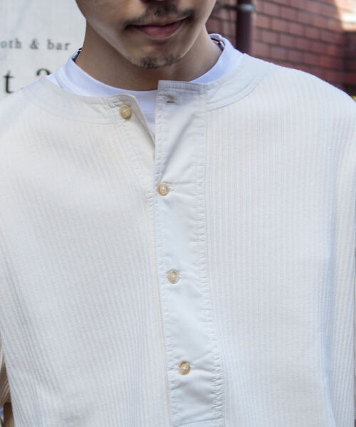 GLOSTER(グロスター)の「【GLOSTER/グロスター】ARMY RIB ヘンリーネックロンT(Tシャツ/カットソー・メンズ・キナリ/ベージュ/チャコールグレー・M/L)」の3枚目の写真