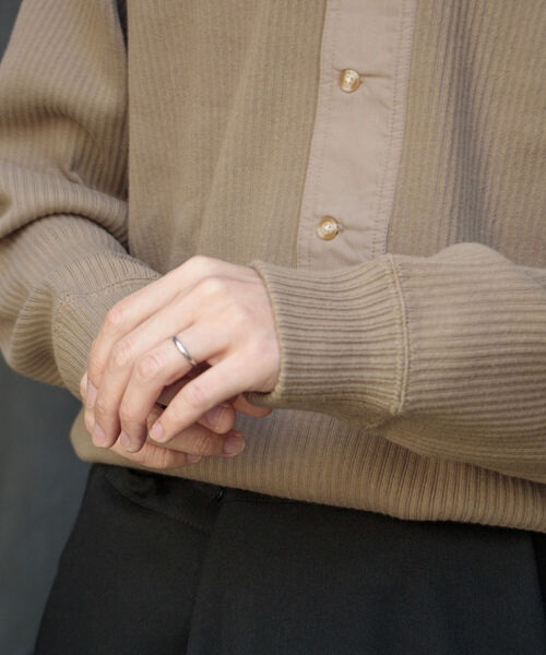 GLOSTER(グロスター)の「【GLOSTER/グロスター】ARMY RIB ヘンリーネックロンT(Tシャツ/カットソー・メンズ・キナリ/ベージュ/チャコールグレー・M/L)」の9枚目の写真