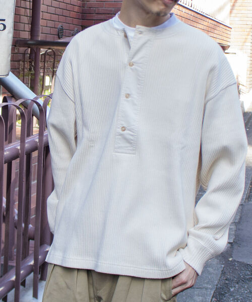 GLOSTER(グロスター)の「【GLOSTER/グロスター】ARMY RIB ヘンリーネックロンT(Tシャツ/カットソー・メンズ・キナリ/ベージュ/チャコールグレー・M/L)」の16枚目の写真
