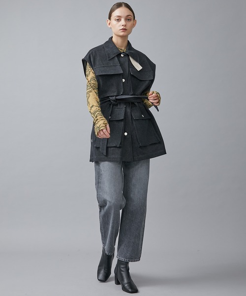 IHNN《STUDIOUS別注》デニムステッチジレ BLACK