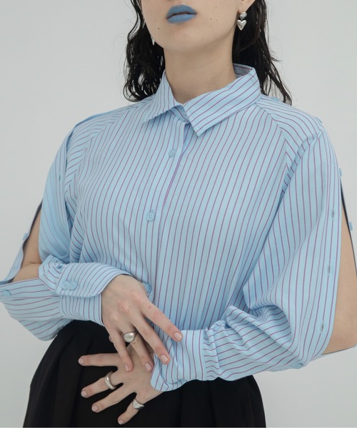 VACANCY（ヴァカンシー）の「マルチウェイショルダーオープンシャツ（シャツ/ブラウス・レディース・イエロー/ホワイト/ブルー・FREE）」の16枚目の写真