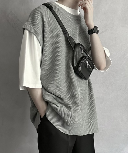 送料無料 エレガント ウール 上品 ルーズシルエット 5831 SERACE】Loose silhouette knitted vest / ルーズシルエット