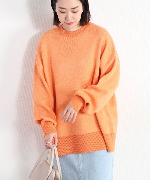 cepo(セポ)の「カラージャガードクルーネックニット(ニット/セーター・レディース・オレンジ/イエロー/ベージュ/ラベンダー・M)」の1枚目の写真