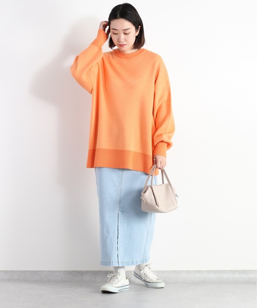 cepo(セポ)の「カラージャガードクルーネックニット(ニット/セーター・レディース・オレンジ/イエロー/ベージュ/ラベンダー・M)」の11枚目の写真