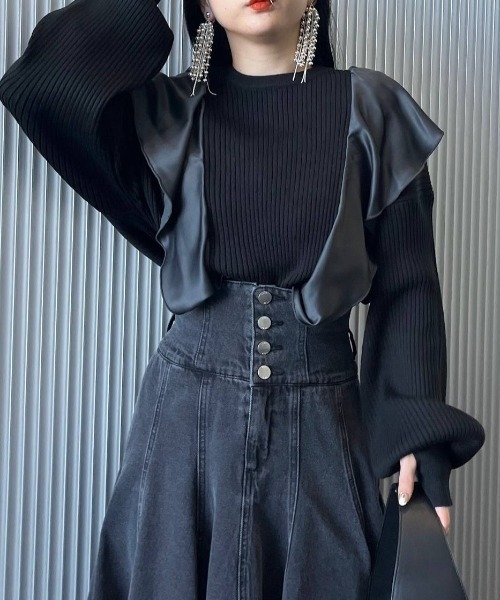 HARE（ハレ）の「フリルドッキングニットトップス(HARE)（ニット 