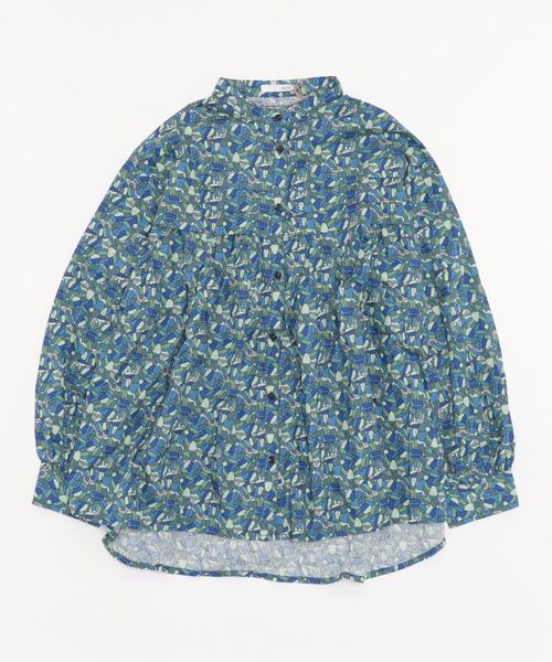 sandy（サンディー）の「sandy/プリントクルーネックタックギャザーブラウス（シャツ/ブラウス・レディース・ベージュ/ブラック/グレー/ブルー・FREE）」の4枚目の写真