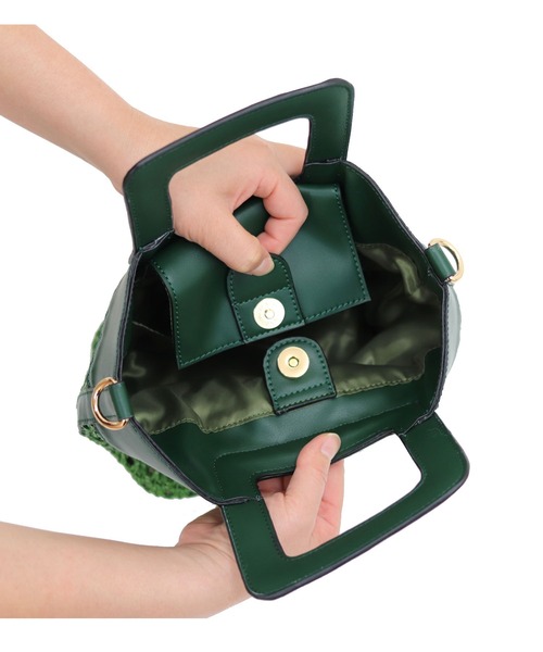 MIAN （ミアン）の「メッシュ合皮2wayハンドバッグ（ハンドバッグ・レディース・ベージュ/イエロー/グリーン/アイボリー・FREE）」の13枚目の写真