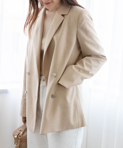 RANDA(ランダ)の「ダブルボタンテーラードジャケット(テーラードジャケット・レディース・ネイビー/ベージュ/グレー・0/1)」の1枚目の写真