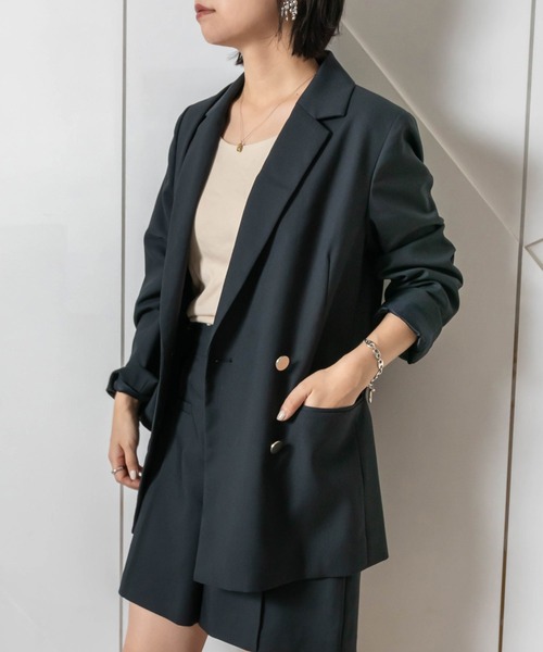 RANDA(ランダ)の「ダブルボタンテーラードジャケット(テーラードジャケット・レディース・ネイビー/ベージュ/グレー・0/1)」の3枚目の写真