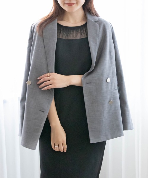 RANDA(ランダ)の「ダブルボタンテーラードジャケット(テーラードジャケット・レディース・ネイビー/ベージュ/グレー・0/1)」の2枚目の写真