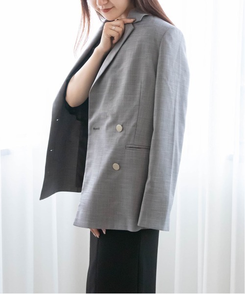 RANDA(ランダ)の「ダブルボタンテーラードジャケット(テーラードジャケット・レディース・ネイビー/ベージュ/グレー・0/1)」の6枚目の写真