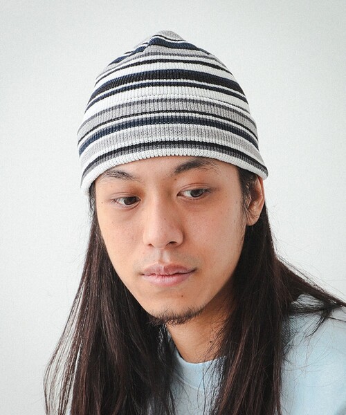 BEAMS（ビームス）の「BEAMS / マルチボーダー ワッチキャップ（ハット・メンズ・ブラウン/ネイビー/ブラック・ONE SIZE）」の8枚目の写真