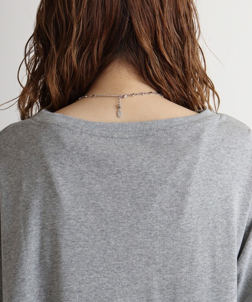 atONE(アットワン)の「atONE 変形ドルマンカットソー 半袖(Tシャツ/カットソー・レディース・杢グレー/ネイビー/ピンクベージュ/オフホワイト・LL~3L/4L~5L/M-L)」の8枚目の写真