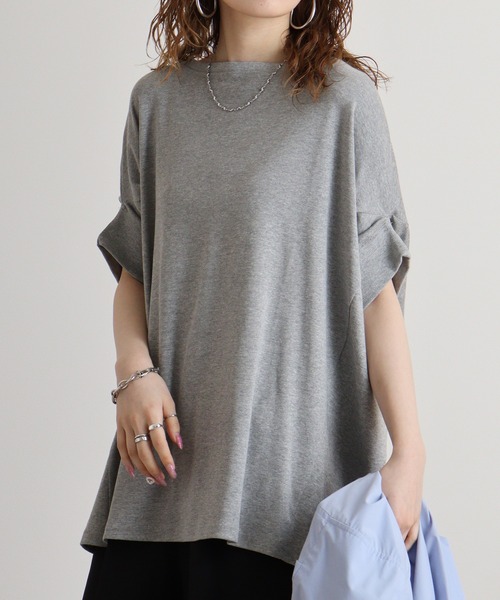 atONE(アットワン)の「atONE 変形ドルマンカットソー 半袖(Tシャツ/カットソー・レディース・杢グレー/ネイビー/ピンクベージュ/オフホワイト・LL~3L/4L~5L/M-L)」の10枚目の写真