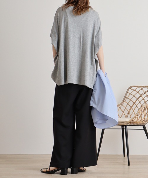 atONE(アットワン)の「atONE 変形ドルマンカットソー 半袖(Tシャツ/カットソー・レディース・杢グレー/ネイビー/ピンクベージュ/オフホワイト・LL~3L/4L~5L/M-L)」の15枚目の写真