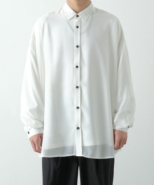 NULL（ヌル）の「【NULL】長袖 シアーシャツ（シャツ/ブラウス・メンズ・ブルーグリーン/サックスブルー/ブラック/ホワイト・FREE）」の11枚目の写真