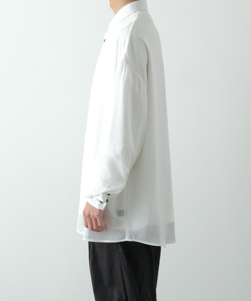 NULL（ヌル）の「【NULL】長袖 シアーシャツ（シャツ/ブラウス・メンズ・ブルーグリーン/サックスブルー/ブラック/ホワイト・FREE）」の22枚目の写真