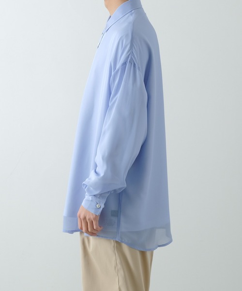 NULL（ヌル）の「【NULL】長袖 シアーシャツ（シャツ/ブラウス・メンズ・ブルーグリーン/サックスブルー/ブラック/ホワイト・FREE）」の14枚目の写真