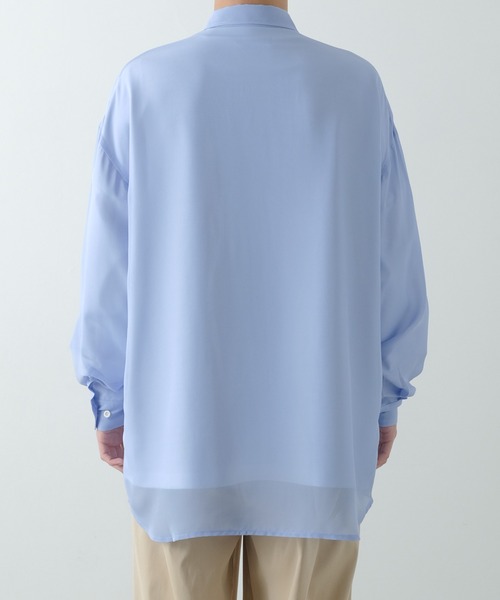 NULL（ヌル）の「【NULL】長袖 シアーシャツ（シャツ/ブラウス・メンズ・ブルーグリーン/サックスブルー/ブラック/ホワイト・FREE）」の12枚目の写真