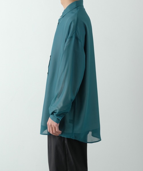 NULL（ヌル）の「【NULL】長袖 シアーシャツ（シャツ/ブラウス・メンズ・ブルーグリーン/サックスブルー/ブラック/ホワイト・FREE）」の10枚目の写真
