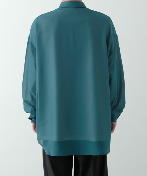 NULL（ヌル）の「【NULL】長袖 シアーシャツ（シャツ/ブラウス・メンズ・ブルーグリーン/サックスブルー/ブラック/ホワイト・FREE）」の7枚目の写真