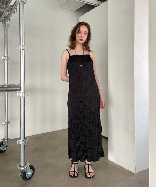 Didot.showroom(ディドット ショールーム)の「【DIDOT.】しわ加工スクエアキャミワンピ(ワンピース・レディース・ブラック/クリーム/ブラウン/ミント・FREE)」の6枚目の写真