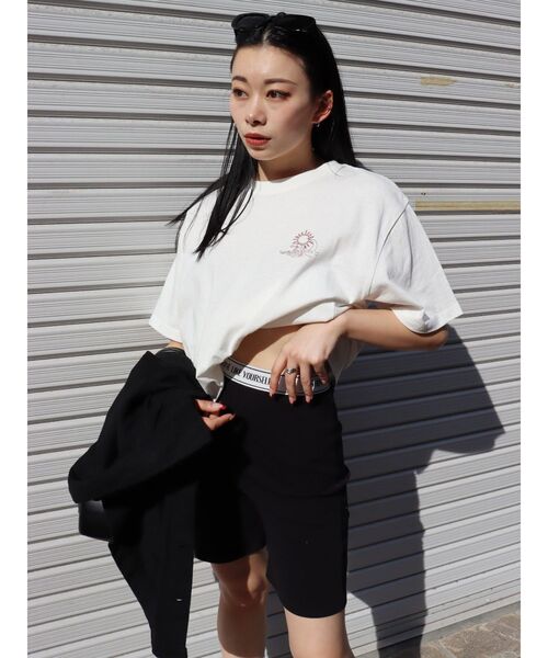 EVRIS（エヴリス）の「ロゴラインバイカーパンツ（その他パンツ・レディース・ブラック/グレー・FREE）」の3枚目の写真