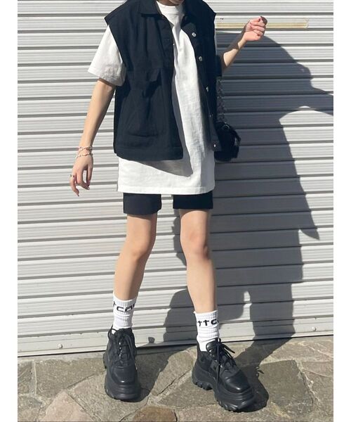 EVRIS（エヴリス）の「ロゴラインバイカーパンツ（その他パンツ・レディース・ブラック/グレー・FREE）」の8枚目の写真