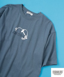 PEANUTS スヌーピー ドロップショルダー フェイクレイヤード 半袖Tシャツ