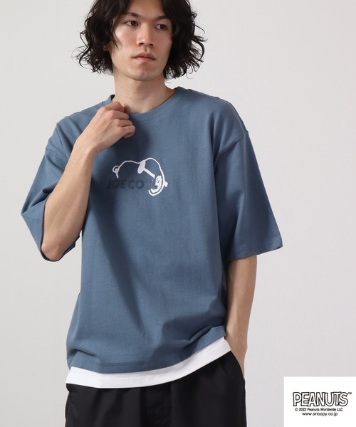 PEANUTS(ピーナッツ)の「PEANUTS スヌーピー ドロップショルダー フェイクレイヤード 半袖Tシャツ(Tシャツ/カットソー・メンズ・ブルー/グリーン/オフホワイト・LL/M/L)」の11枚目の写真
