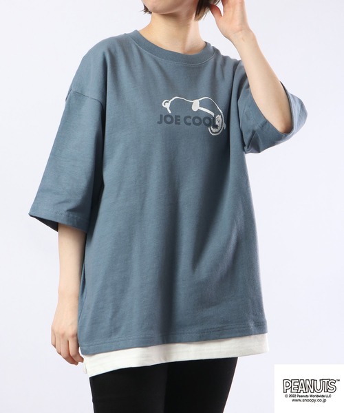 PEANUTS(ピーナッツ)の「PEANUTS スヌーピー ドロップショルダー フェイクレイヤード 半袖Tシャツ(Tシャツ/カットソー・メンズ・ブルー/グリーン/オフホワイト・LL/M/L)」の17枚目の写真