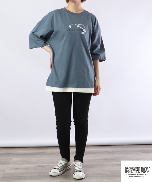 PEANUTS(ピーナッツ)の「PEANUTS スヌーピー ドロップショルダー フェイクレイヤード 半袖Tシャツ(Tシャツ/カットソー・メンズ・ブルー/グリーン/オフホワイト・LL/M/L)」の13枚目の写真