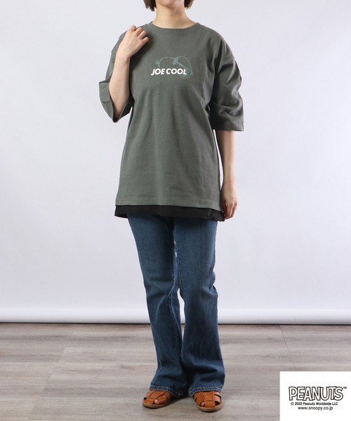 PEANUTS(ピーナッツ)の「PEANUTS スヌーピー ドロップショルダー フェイクレイヤード 半袖Tシャツ(Tシャツ/カットソー・メンズ・ブルー/グリーン/オフホワイト・LL/M/L)」の18枚目の写真
