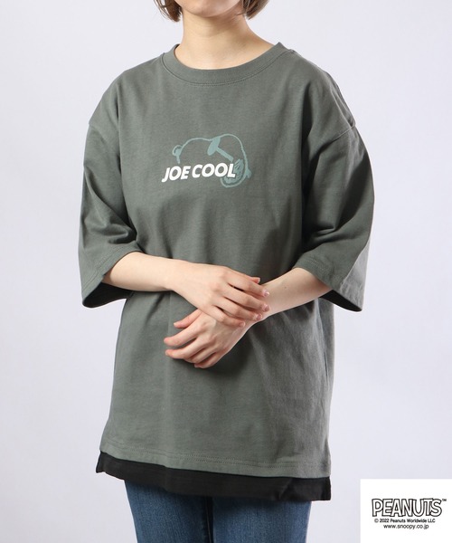PEANUTS(ピーナッツ)の「PEANUTS スヌーピー ドロップショルダー フェイクレイヤード 半袖Tシャツ(Tシャツ/カットソー・メンズ・ブルー/グリーン/オフホワイト・LL/M/L)」の21枚目の写真