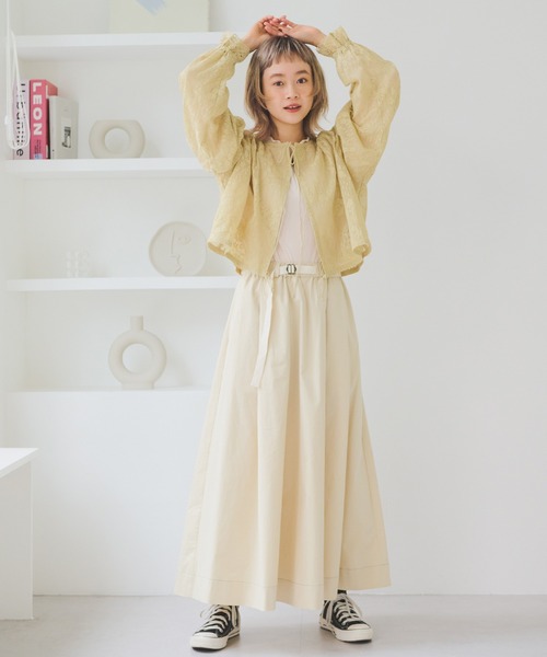 Crisp（クリスプ）の「ベルトフレアスカート（スカート・レディース・ブラウン/アイボリー・FREE）」の16枚目の写真