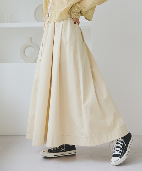 Crisp（クリスプ）の「ベルトフレアスカート（スカート・レディース・ブラウン/アイボリー・FREE）」の10枚目の写真