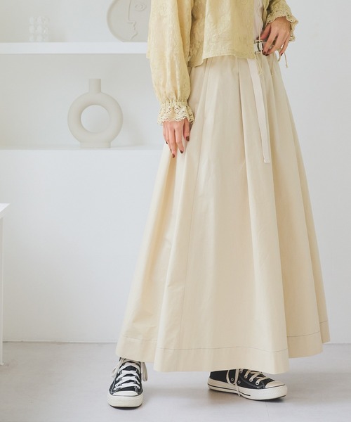 Crisp（クリスプ）の「ベルトフレアスカート（スカート・レディース・ブラウン/アイボリー・FREE）」の4枚目の写真