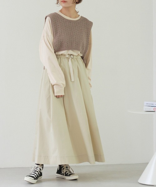 Crisp（クリスプ）の「ベルトフレアスカート（スカート・レディース・ブラウン/アイボリー・FREE）」の21枚目の写真