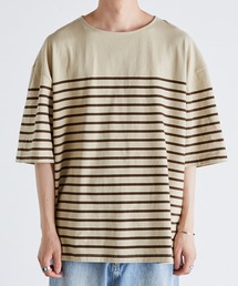パネルボーダー ビッグシルエット半袖Tシャツ