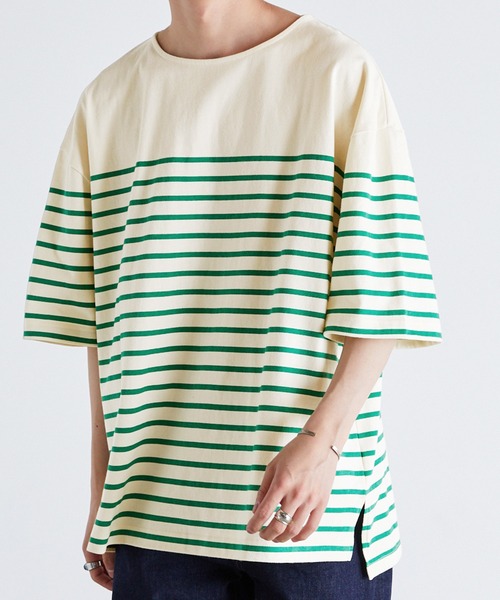 Anchor Smith(アンカー スミス)の「パネルボーダー ビッグシルエット半袖Tシャツ(Tシャツ/カットソー・メンズ・ネイビー/ライトグレー/アイボリー/ベージュ/ブラック・M/L)」の19枚目の写真
