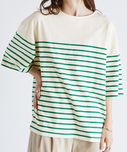 Anchor Smith(アンカー スミス)の「パネルボーダー ビッグシルエット半袖Tシャツ(Tシャツ/カットソー・メンズ・ネイビー/ライトグレー/アイボリー/ベージュ/ブラック・M/L)」の20枚目の写真