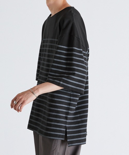 Anchor Smith(アンカー スミス)の「パネルボーダー ビッグシルエット半袖Tシャツ(Tシャツ/カットソー・メンズ・ネイビー/ライトグレー/アイボリー/ベージュ/ブラック・M/L)」の21枚目の写真
