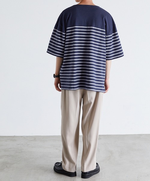 Anchor Smith(アンカー スミス)の「パネルボーダー ビッグシルエット半袖Tシャツ(Tシャツ/カットソー・メンズ・ネイビー/ライトグレー/アイボリー/ベージュ/ブラック・M/L)」の13枚目の写真