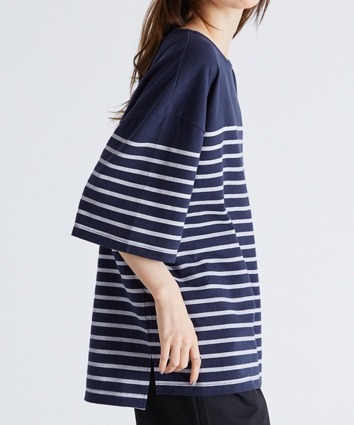 Anchor Smith(アンカー スミス)の「パネルボーダー ビッグシルエット半袖Tシャツ(Tシャツ/カットソー・メンズ・ネイビー/ライトグレー/アイボリー/ベージュ/ブラック・M/L)」の15枚目の写真