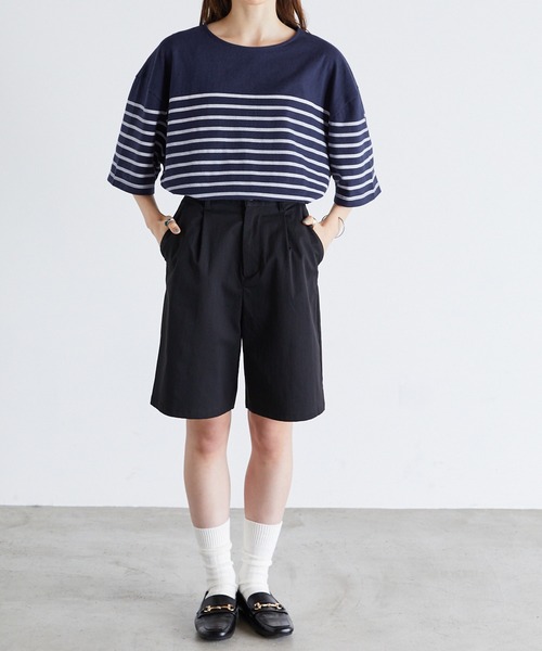 Anchor Smith(アンカー スミス)の「パネルボーダー ビッグシルエット半袖Tシャツ(Tシャツ/カットソー・メンズ・ネイビー/ライトグレー/アイボリー/ベージュ/ブラック・M/L)」の16枚目の写真